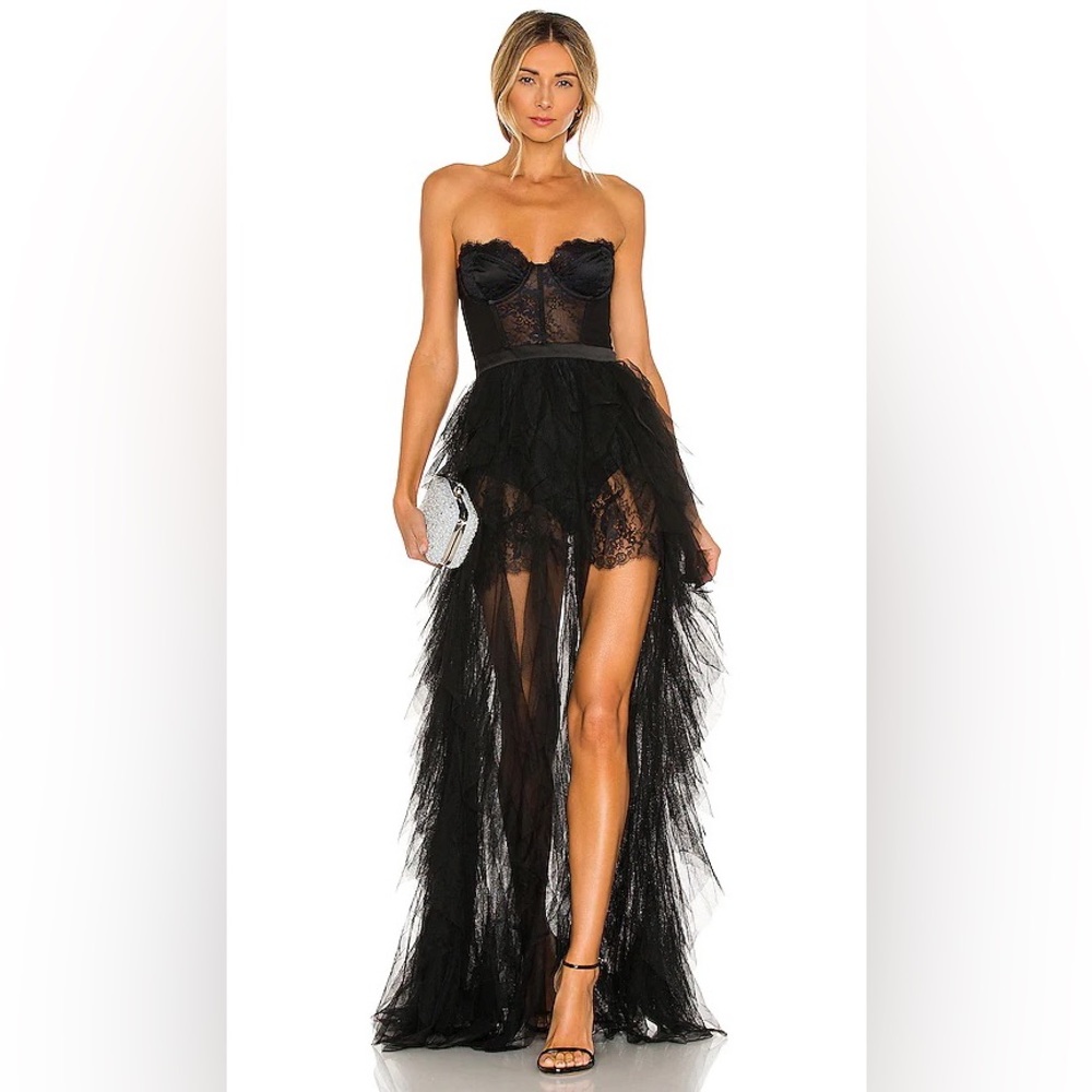For Love & Lemons X Revolve Bustier Gown in Black (size 4)